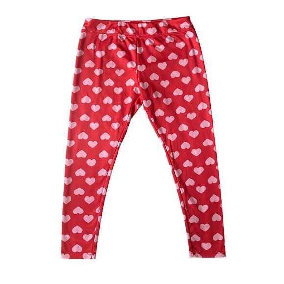 Serra women's XL red with pink hearts stretchy pull on pajama lounge pants - Picture 1 of 6